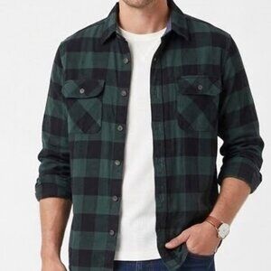 Jachs Men Plaid Flannel Shirt Green Button Down with Thermal Layer size M NWOT